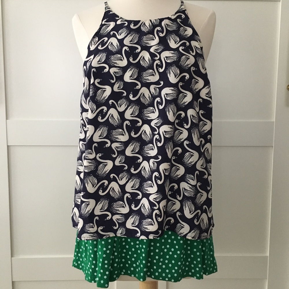 Porridge Swan and Polka Dot Mixed Print Top